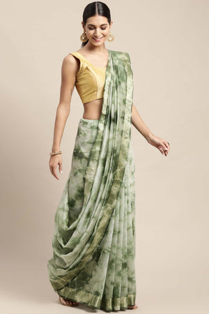 Green Pure Silk Bhagalpuri Tie And Dye Saree