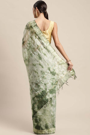 Green Pure Silk Bhagalpuri Tie And Dye Saree