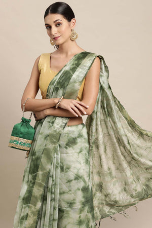 Green Pure Silk Bhagalpuri Tie And Dye Saree