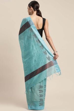 Blue Silk Blend Bhagalpuri Woven Design Saree