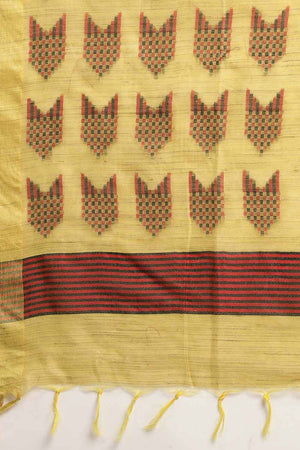 Yellow Silk Blend Bhagalpuri Woven Design Saree