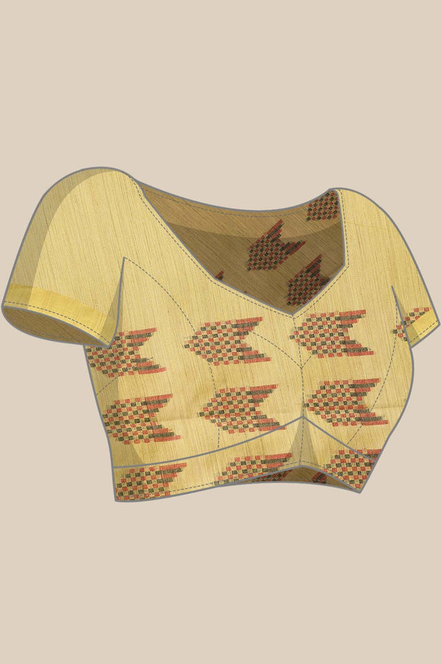 Yellow Silk Blend Bhagalpuri Woven Design Saree
