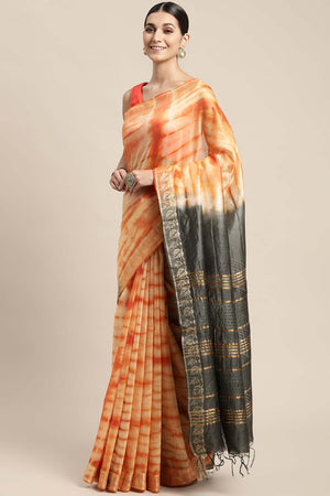 Orange Pure Silk Bhagalpuri Tie And Dye Saree