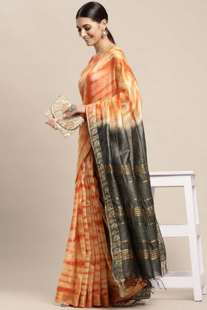 Orange Pure Silk Bhagalpuri Tie And Dye Saree