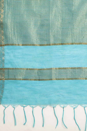 Blue Silk Blend Bhagalpuri Woven Design Saree