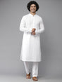 Buy Men's White Pure Cotton Chikankari Embroidered Kurta Pajama Set Online