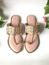 Vegan Leather Kolhapuri Flats In Dusty Pink
