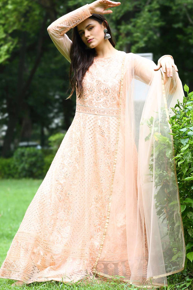 Buy Women Dress Material in Peach
