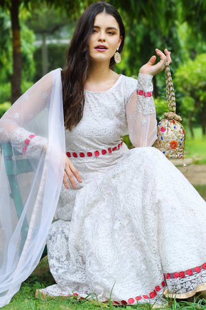 Buy Women Dress Material in White
