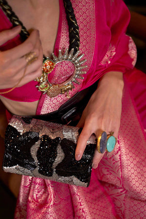 Red Khadi Georgette Nylon Weaving Saree