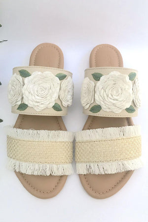 Buy Soft Faux Leather Flats In Cream And Green