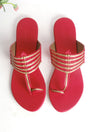 Buy Soft Faux Leather Kolapuri Flats In Red And Gold
