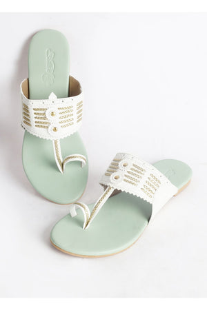 Buy Soft Faux Leather Kolapuri Flats in White