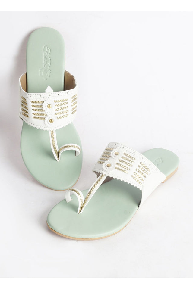 Buy Soft Faux Leather Kolapuri Flats in White