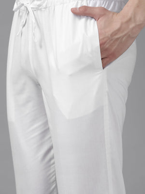 Buy Men's White Pure Cotton Tie And Dye Print Kurta Pajama Set Online - Zoom Out