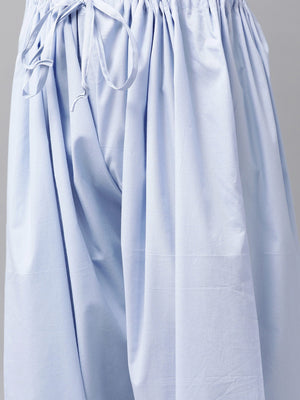 Buy Men's Sky Blue Cotton Solid Pathani Set Online - Zoom In