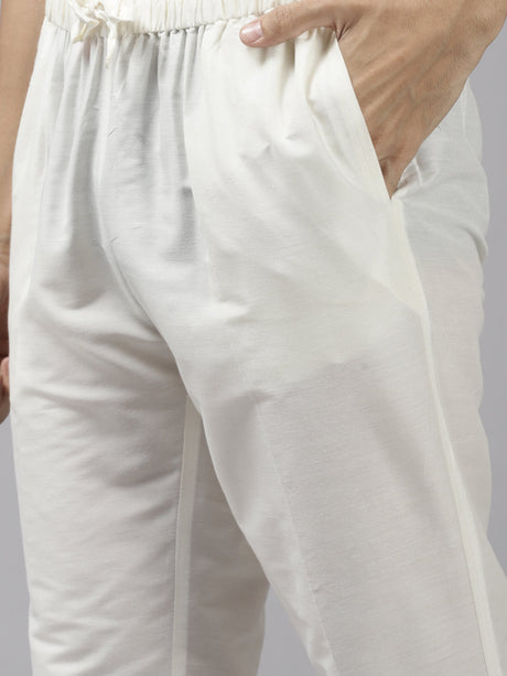 Buy Men's Teal Art Silk Woven Thread Work Kurta Pajama Set Online - Side