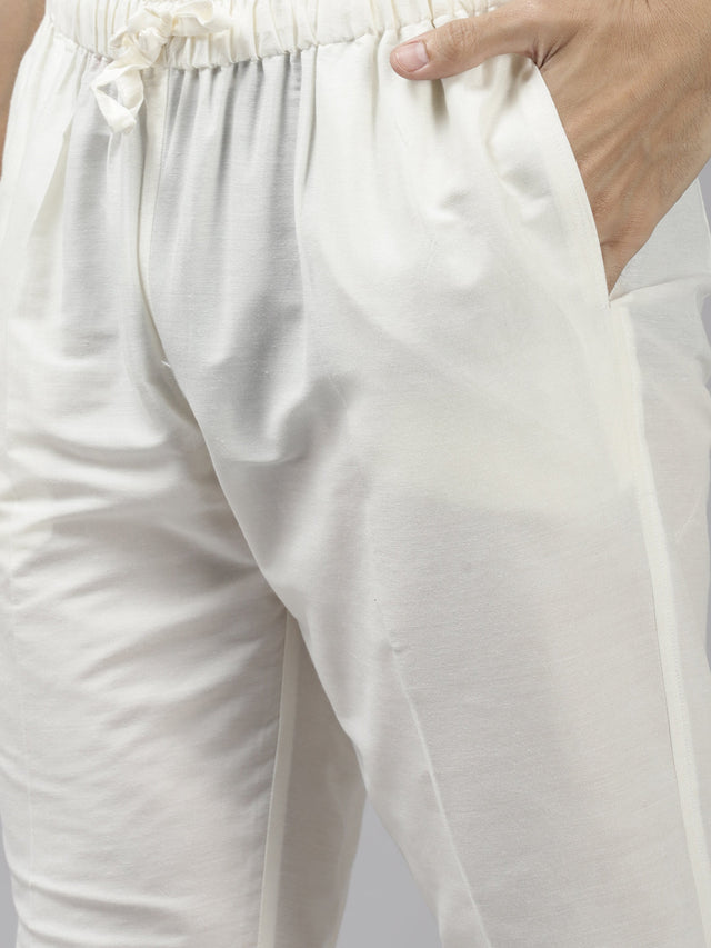 Buy Men's Grey Art Silk Woven Thread Work Kurta Pajama Set Online - Side