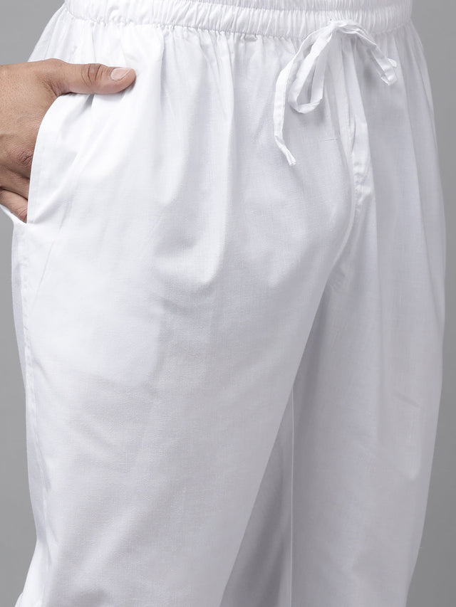 Buy Men's Indigo Pure Cotton Printed Pathani Set Online - Zoom Out