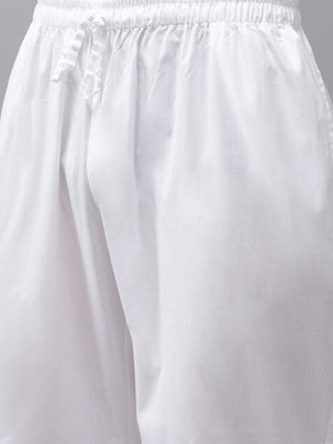 Buy Men's Blue Cotton Hand Block Printed Kurta Pajama Set Online - Side