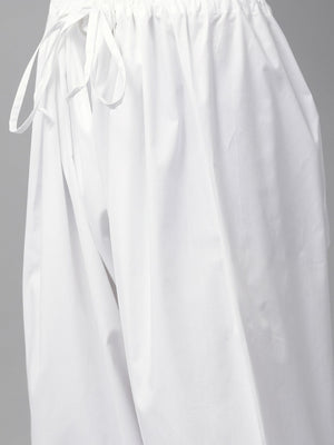 Buy Men's White Cotton Solid Pathani Set Online - Zoom In