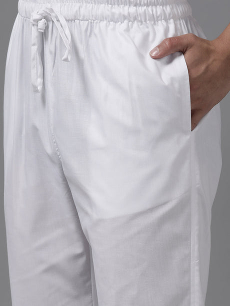 Buy Men's Indigo Pure Cotton Printed Pathani Set Online - Zoom Out