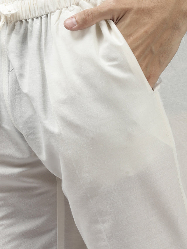 Buy Men's Maroon Art Silk Woven Thread Work Kurta Pajama Set Online - Side