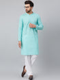 Buy Men's Lime Green Cotton Chikankari Embroidered Straight Kurta Online