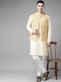 Buy Men's Yellow Pure Cotton Printed Nehru Jacket Online