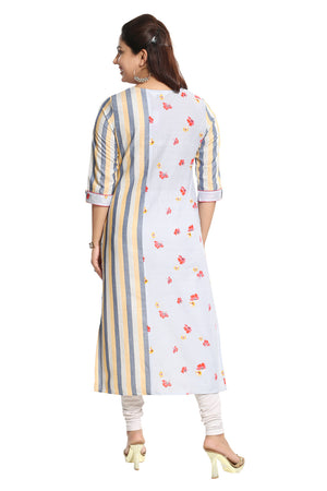 Blended Cotton Kurti Top In White