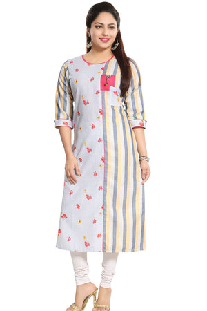 Blended Cotton Kurti Top In White
