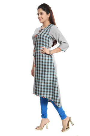 Blended Cotton Kurti In Grey