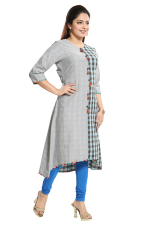 Blended Cotton Kurti In Grey
