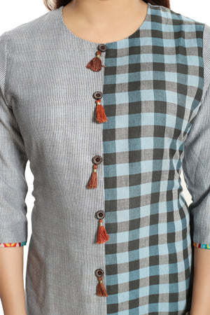 Blended Cotton Kurti In Grey