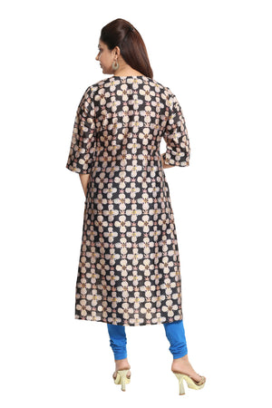 Art Silk Kurti Top In Black