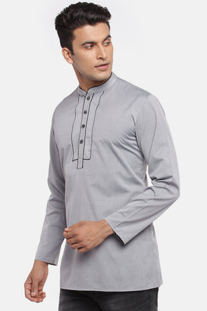 Men's Blended Cotton Short Kurta Top In Steel Grey (540328)