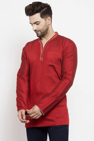 Shop Men's Short Kurta in Red