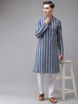 Buy Men's Blue Cotton Printed Kurta Pajama Set Online