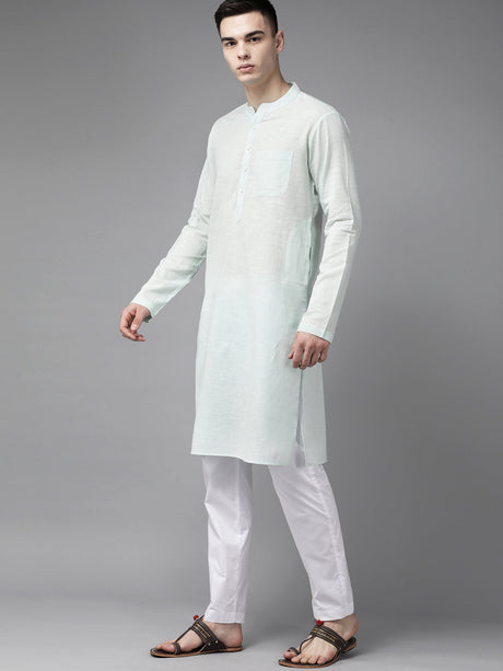 Buy Men's Pista Pure Cotton Printed Kurta Pajama Jacket Set Online - Front
