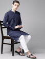 Buy Men's Blue Cotton Printed Kurta Pajama Set Online