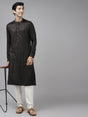 Buy Men's Oliveâ  Cotton Woven Thread Work Straight Kurta Online