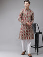 Buy Men's Beige Cotton Hand Block Printed Kurta Pajama Set Online