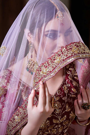 Maroon Raw Silk Badla And Sequins Embroidery Lehenga Set ('7402)
