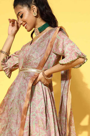 Peach Viscose Rayon Floral Print Dress (9604DRSPC)