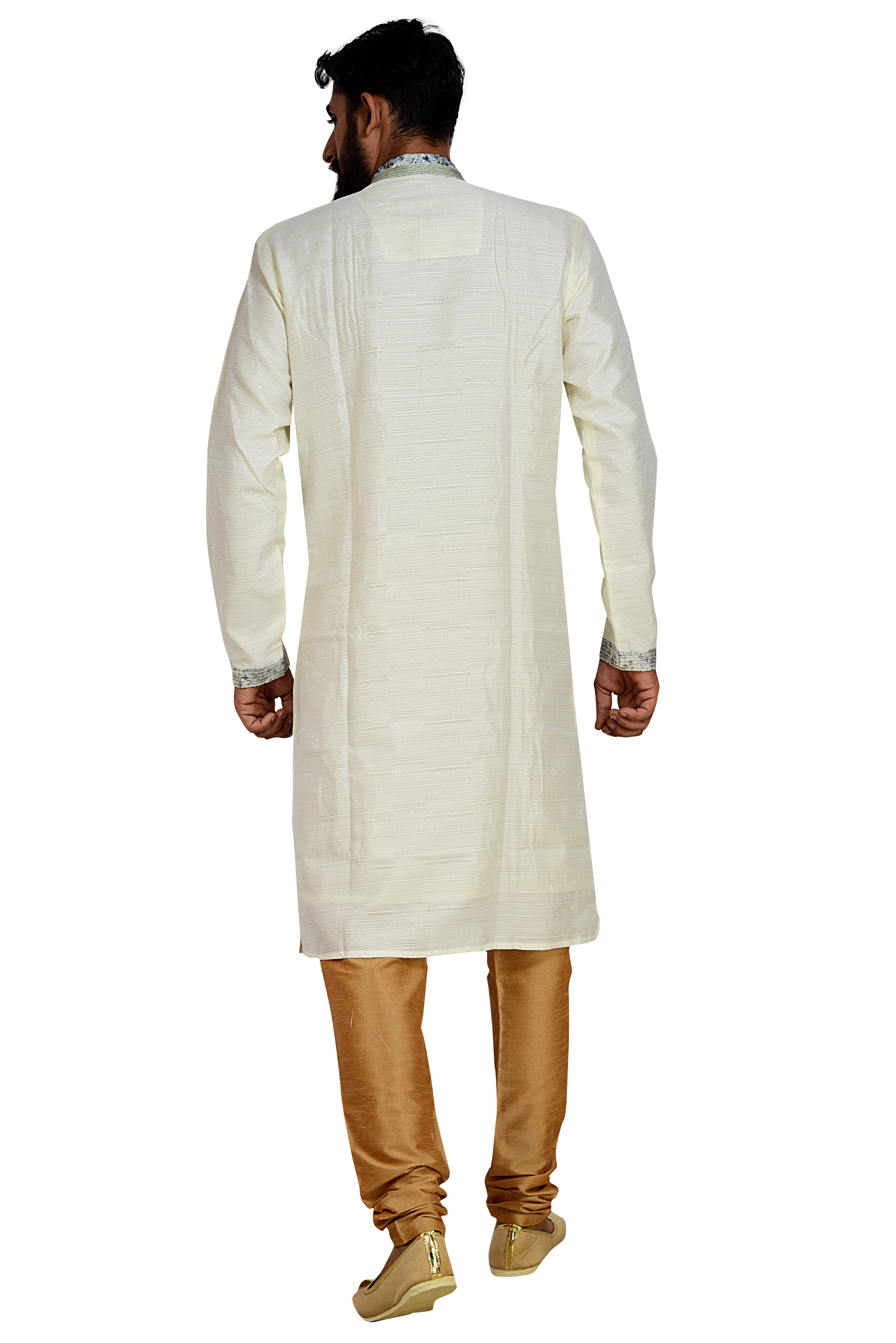 Dhupion Art Silk Kurta With Pajama In Cream