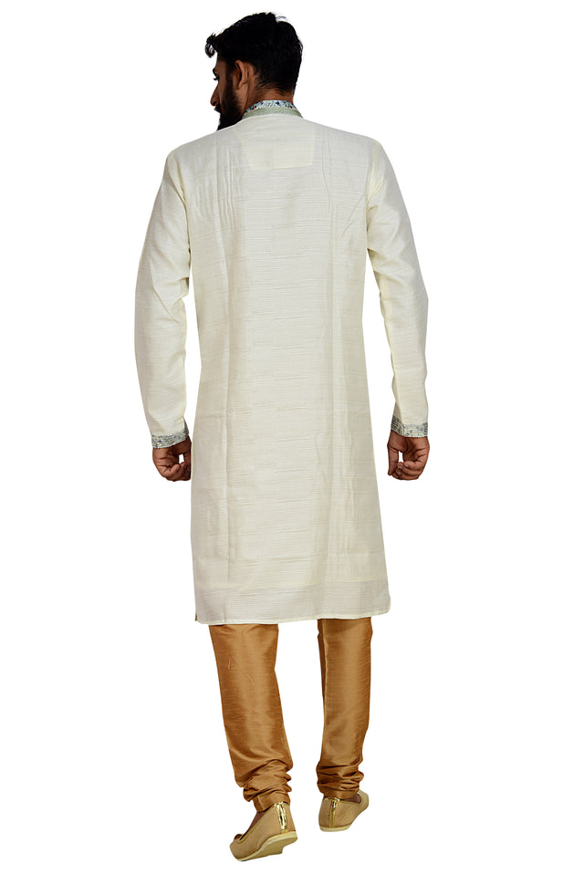 Dhupion Art Silk Kurta With Pajama In Cream