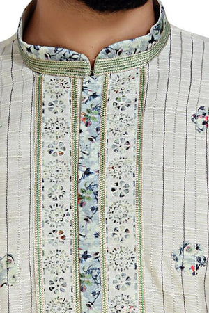 Men's Dhupion Art Silk Printed Kurta With Pajama In Red