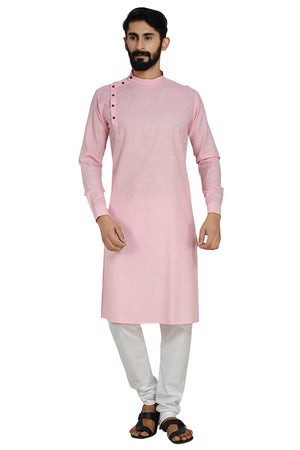 Cotton Flex Kurta With Pajama In Baby Pink