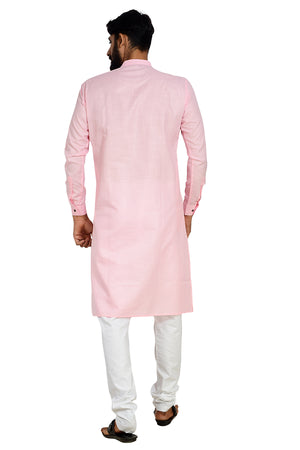 Cotton Flex Kurta With Pajama In Baby Pink