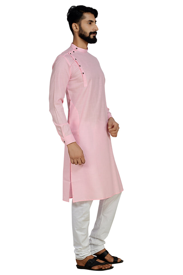 Cotton Flex Kurta With Pajama In Baby Pink